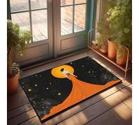 CBRT Front Entrance Decor Woman In An Orange Dress Under A Starry Sky With A Large Moon Doormat Large Front Door Mat Indoor Bathroom Rug Sets(40X60CM)