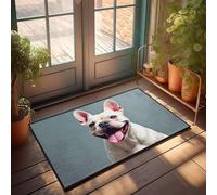 CBRT Funny Bathroom Mat A Happy French Bulldog With Its Tongue Out Doormat Tiki Bar Decorations Bedroom Door Decor(50X80CM)