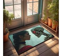 CBRT Funny Bathroom Mat A Woman Gazes Into The Eye Of A Skeletal Figure With A Red Light Doormat Small Welcome Mat Outdoor Doormats(40X60CM)
