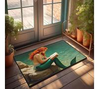 CBRT Funny Bathroom Mat Mermaid Reading By The Water Doormat Small Welcome Mat Outdoor Doormats(40X60CM)
