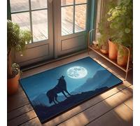 CBRT Funny Bathroom Mat Wolf Howling At The Full Moon Doormat Tiki Bar Decorations Bedroom Door Decor(40X60CM)