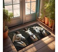 CBRT Funny Patio Decor Horses In Top Hats, Elegant Attire Doormat Outdoor Rug Waterproof Farmhouse Front Door Mat(40X60CM)