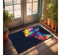 CBRT Funny Text Doormat Colorful Abstract Portrait Of A Woman Doormat Bathroom Rug Sets Funny Outdoor Decor(65X90CM)