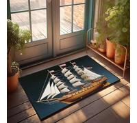 CBRT Home Decor Men A Detailed Model Of An Old Sailing Ship With Multiple Sails Doormat Summer Front Door Mat Farmhouse Bath Mat(50X80CM)