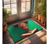 CBRT Home Decor Men A Woman Wearing A Colorful Headscarf Holds An Open Book Doormat Summer Front Door Mat Farmhouse Bath Mat(50X80CM)