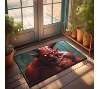 CBRT Indoor Front Door Mat A Menacing Red Demon With Glowing Yellow Eyes And Sharp Horns Doormat Teen Room Decor Doormats With Sayings(50X80CM)