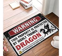 CBRT Indoor Shoe Mat Warning This Property Is Protected By A Highly Trained Dragon Doormat Outdoor Mats For Back Door Waterproof Fall Outdoor(65X90CM)