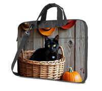 CBRT Laptop Backpack Black Cat In Basket With Autumn Decorations Laptop Bag Travel Laptop Backpack Laptop Bag For Women(29x40cm)