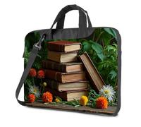CBRT Laptop Backpack For Men Stack Of Old Books Surrounded By Vibrant Flowers Laptop Bag 16 Inch Laptop Case Laptop Bag For Women 17 Inch(29x38cm)