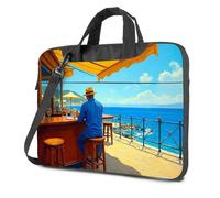 CBRT Laptop Backpack Women A Man In A Blue Shirt And Hat Sits At An Outdoor Bar Overlooking The Ocean Laptop Bag Laptop Carrying Case Laptop Carrying Case(26x36cm)