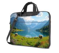 CBRT Laptop Bag For Women Sheep Grazing By A Serene Lake Surrounded By Mountains Laptop Bag Computer Cases For Laptops Laptop Backpack(26x36cm)