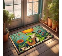 CBRT Large Outdoor Door Mat A Cheerful Frog Strums A Guitar Under A Bright Sun Doormat Anti Slip Mat Classroom Welcome Mat(40X60CM)
