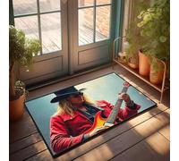 CBRT Large Outdoor Door Mat A Musician In A Red Jacket And Top Hat Plays An Electric Guitar Doormat Anti Slip Mat Classroom Welcome Mat(65X90CM)