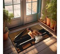 CBRT Outdoor Fall Mats For Front Door A Woman In A Silver Dress Plays The Piano Doormat Welcome Rugs Front Door Indoor Door Decor(65X90CM)