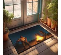 CBRT Outdoor Fall Mats For Front Door Four People Gather Around A Campfire Under A Starry Sky Doormat Welcome Rugs Front Door Indoor Door Decor(50X80CM)