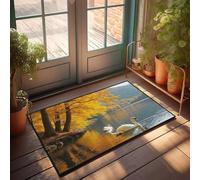CBRT Outside Fall Door Mat Two Swans Glide On A Serene Autumn Lake Doormat Music Decor Front Porch Fall Decor(65X90CM)