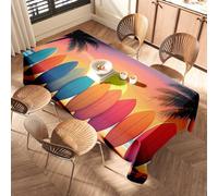 CBRT Picnic Table Cover Colorful Surfboards Lined Up On The Beach At Sunset Elastic Edged Table Cover Table Cloth Rose Gold Tablecloth