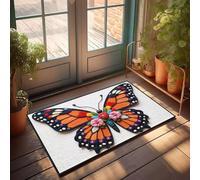 CBRT Plain Welcome Mat Colorful Butterfly With Floral Design Doormat Fall Rugs Outdoor Fall Mats For Front Door(65X90CM)