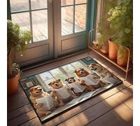 CBRT Plain Welcome Mat Five Dogs Reading Newspapers Indoors Doormat Fall Rugs Outdoor Fall Mats For Front Door(50X80CM)