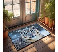 CBRT Plain Welcome Mat Snow Leopard With Striking Blue Eyes Doormat Fall Rugs Outdoor Fall Mats For Front Door(40X60CM)