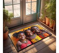 CBRT Plain Welcome Mat Three Children In Colorful Attire Smiling Brightly Doormat Fall Rugs Outdoor Fall Mats For Front Door(40X60CM)