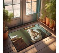 CBRT Porch Rugs Outdoor A Sheep Is Sitting On A Toilet In A Bathroom Doormat Bathroom Rug Sets Funny Outdoor Decor(65X90CM)