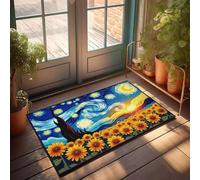 CBRT Porch Rugs Outdoor Sunflowers Under The Swirling Starry Sky Doormat Bathroom Rug Sets Funny Outdoor Decor(40X60CM)