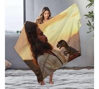 CBRT Puppy Blanket A Person Holds A Small Dinosaur Toy Against A Sunset Backdrop Flannel Blanket Cute Throw Blanket White Blanket(125x150cm)