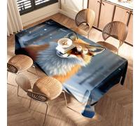 CBRT Purple Tablecloth A Fox With Striking Yellow Eyes Stands In A Snowy Forest Elastic Edged Table Cover White Table Cloth Rectangle Black Tablecloths