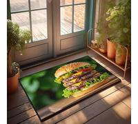 CBRT Stuff For Your Room A Juicy Triple Cheeseburger With Lettuce, Tomato, Pickles, And Sesame Seeds Doormat Indoor Fall Decor Welcome Home Mats For Front Door(50X80CM)
