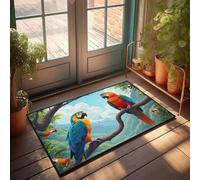 CBRT Stuff For Your Room Colorful Macaws Perched On Branches In A Lush, Mountainous Forest Doormat Indoor Fall Decor Welcome Home Mats For Front Door(50X80CM)