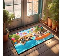 CBRT Stuff For Your Room Four Happy Dogs Enjoying A Pool Party Doormat Indoor Fall Decor Welcome Home Mats For Front Door(50X80CM)