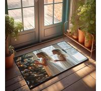 CBRT Summer Rug Two Girls In White Dresses Admire A Christmas Tree Doormat Tiki Bar Decorations Bedroom Door Decor(50X80CM)
