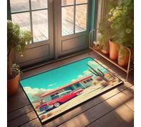 CBRT Summer Rug Vintage Car Parked In Front Of Desert House Doormat Tiki Bar Decorations Bedroom Door Decor(65X90CM)
