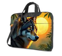 CBRT Travel Laptop Backpack A Wolf Stands In Front Of A Glowing Moon Laptop Bag 17 Inch Laptop Backpack Black Bag(29x40cm)