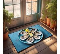CBRT Vintage Decor Fresh Oysters On The Half Shell With Lemon Wedges Doormat Personalized Welcome Mat Mat Outdoor(50X80CM)