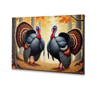 CBRT Wall Decorations Two Colorful Turkeys In An Autumn Forest Canvas Decorative Picture Easter Wall Decor Living Room Decor(40x60cm)
