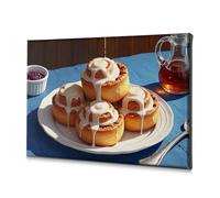 CBRT Wall Pictures For Living Room Cinnamon Rolls With Icing On A Sunny Table Canvas Decorative Picture Bathroom Wall Decor Easter Decor(40x60cm)