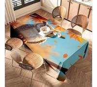 CBRT White Table Cloth Rectangle A Cute Owl Perched On A Branch With Autumn Leaves Falling Around It Elastic Edged Table Cover Fabric Tablecloth Green Table Cloth