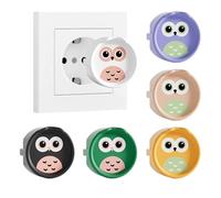 CBRVTY Pack of 6 F-type socket covers with owl pattern, silicone box decorative cover, prevents children's contact, socket protector, 6 colours