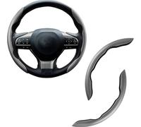 CBRWBKWHI 2-Piece Set Steering Wheel Cover for Opel Vauxhall Grandland X 2018-2023 2024 2025 2026 Segmented Carbon Fibre Grip Anti-Slip Car Steering Protector Sporty Wheel Wrap,Grey