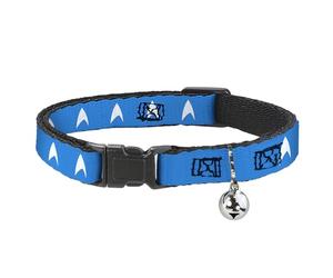 CBS Studios Inc. Cat Collar, Breakaway Collar with Bell, Star Trek Starfleet Insignia Blue White, 8.5 to 12 Inches 0.5 Inch Wide