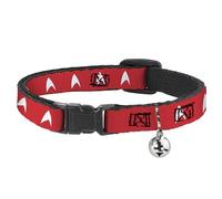 CBS Studios Inc. Cat Collar, Breakaway Collar with Bell, Star Trek Starfleet Insignia Red White, 8.5 to 12 Inches 0.5 Inch Wide