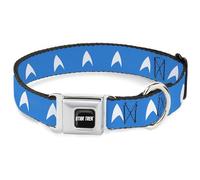 CBS Studios Inc. Pet Collar, Dog Collar Metal Seatbelt Buckle, Star Trek Starfleet Insignia Blue White, 9.5 to 13 Inches 1.0 Inch Wide