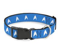 CBS Studios Inc. Pet Collar, Dog Collar Plastic Buckle, Star Trek Starfleet Insignia Blue White, 13 to 17 Inches 1.5 Inch Wide