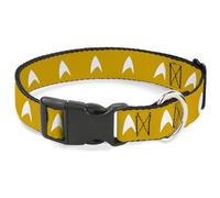 CBS Studios Inc. Pet Collar, Dog Collar Plastic Buckle, Star Trek Starfleet Insignia Golden Yellow White, 8.5 to 12 Inches 0.5 Inch Wide