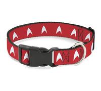 CBS Studios Inc. Pet Collar, Dog Collar Plastic Buckle, Star Trek Starfleet Insignia Red White, 11 to 16.5 Inches 1.0 Inch Wide
