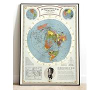CBS World Airline Routes 1943 Historical Map Print - Polar Projection - 24in x 30in
