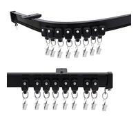 Cbsroro Flexible Ceiling Mounted Curtain Track, Bendable Room Divider Curtain Ceiling Tracks with Clips, Heavy Duty Curtains Rails for Living Room Bedroom Shower Privacy RV, Black 9 FT