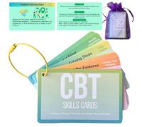 CBT Cards for Adults & Teens - 24 Cognitive Behavioral Therapy Flashcards for Anxiety, Depression & Stress Relief - Double-Sided Mental Health Coping Skills Tools with Portable Ring
